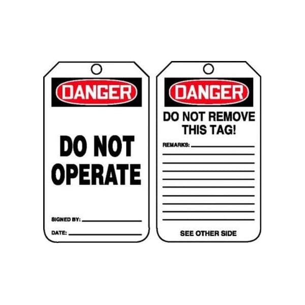 Accuform Safety Tags, DANGER DO NOT OPERATE, 5.75in x 3.25in, PF-Cardstock, 25PK MDT189CTP - main